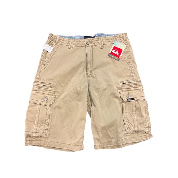 Quiksilver Other - NWT Quiksilver Mens Beige Flat Front Slash Pockets Cotton Cargo Shorts Size 34W